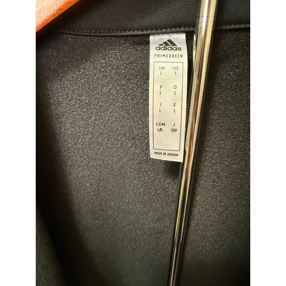 Adidas Primegreen Mens Large Black Full Zip Track Jacket 3 Stripe Sportswear - Picture 7 of 7